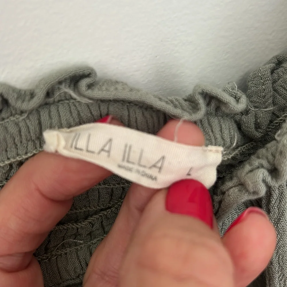 ILLA ILLA Olive Green Sleeveless Ruffle Pantsuit - Picture 3 of 5